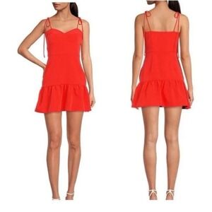 Gianni Bini Wmn Sze 8 Elena Ruffle Sweetheart Shoulder Tie Mini Dress Koi Orange